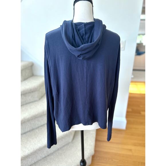 Athleta Navy Hooded Open Closure Lightweight Cardigan - Picture 3 of 6